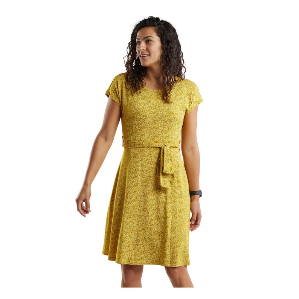 Toad&Co Yellow Floral Wrap Midi Dress Boho Summer Travel Casual Size M - Picture 10 of 10